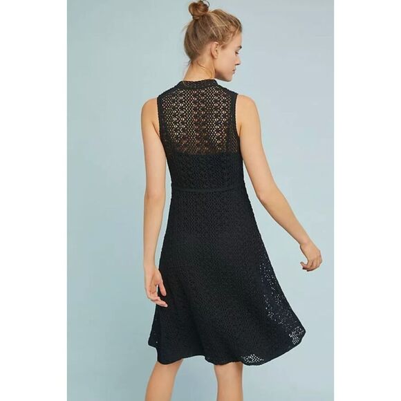 ANTHROPOLOGIE BLACK CROCHET LACE EVELYN MIDI DRESS BY MEADOW RUE Size 2 - Picture 3 of 9